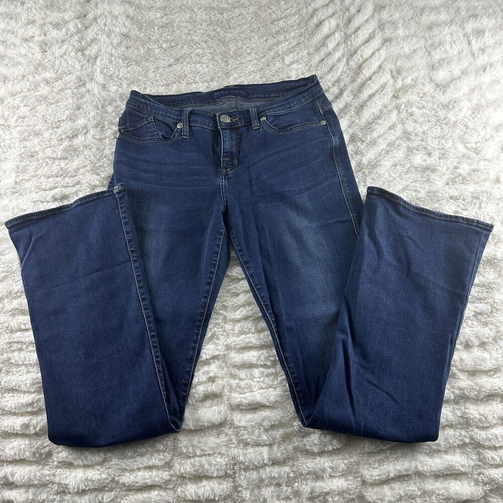 Rock & Republic Women’s Kasandra Dark Distressed Blue Boot Cut Stretch Jeans 10 - Picture 3 of 16